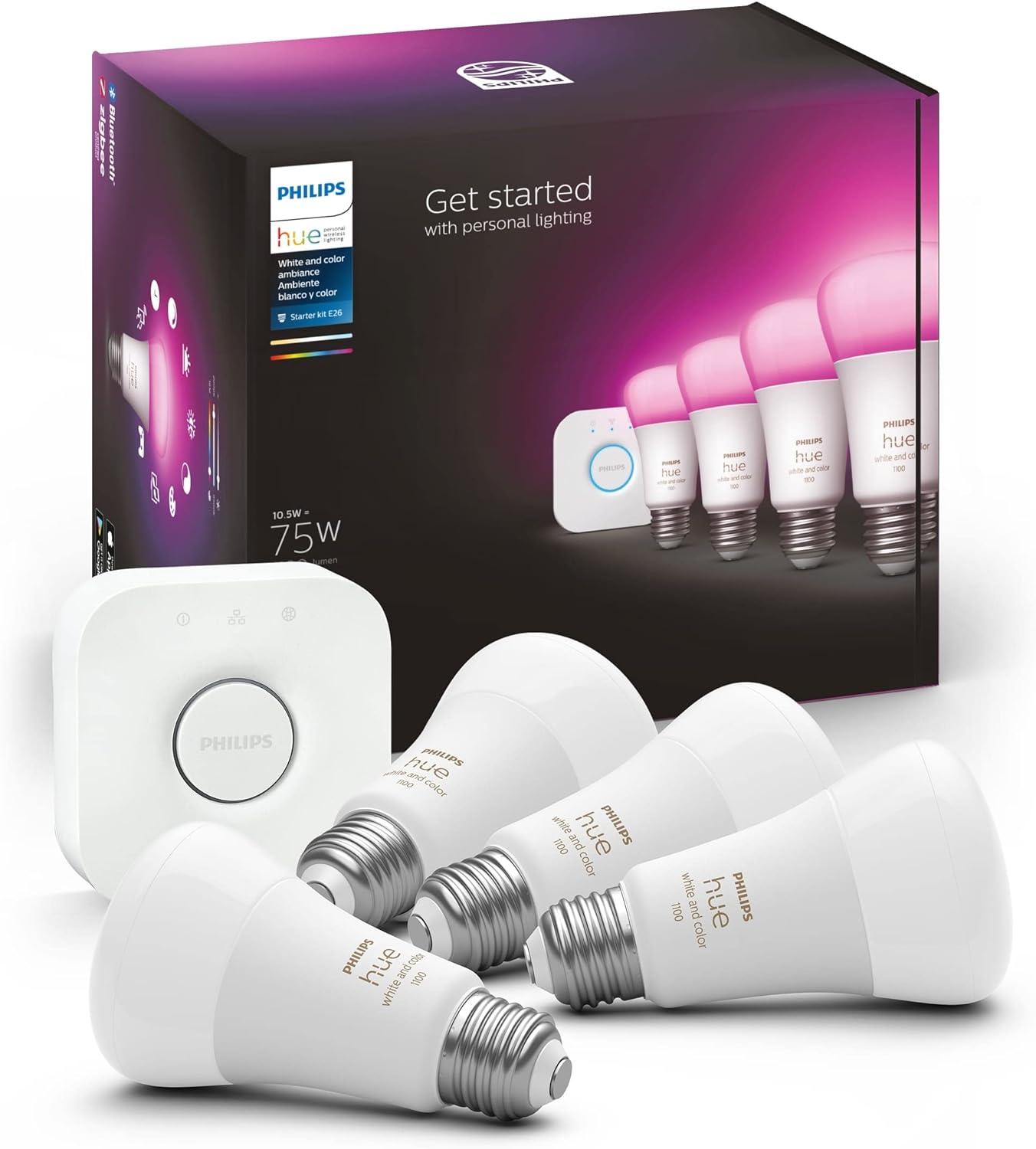 Philips Hue White and Color Ambiance Smart Bulb Starter Kit